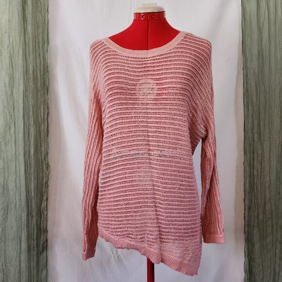 APT. 9 Pink Metallic Open‎ Weave Long Sweater Woman's Size XL - Picture 1 of 6